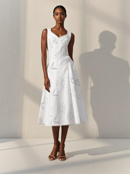 6250007 Embroidered Long Dress