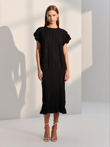 6250012 Gathered Ruched Long Dress