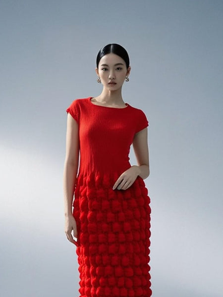 O240002 Bubble Pleated Dress