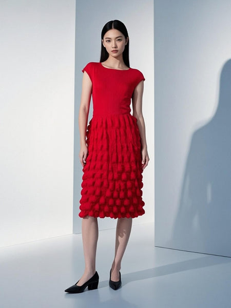O240002 Bubble Pleated Dress