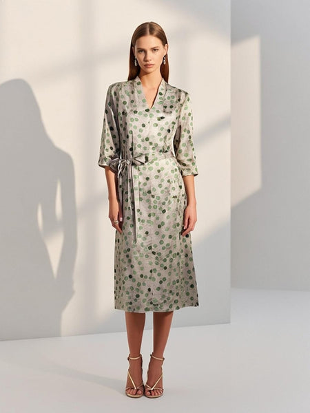 3250057 Polka Dot Belted Dress