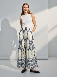 4250022 Floral Printed Wide Leg Pleated Pants