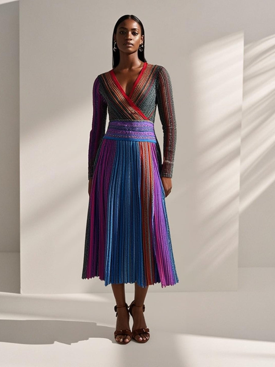 Radiant Stripes Midi Dress