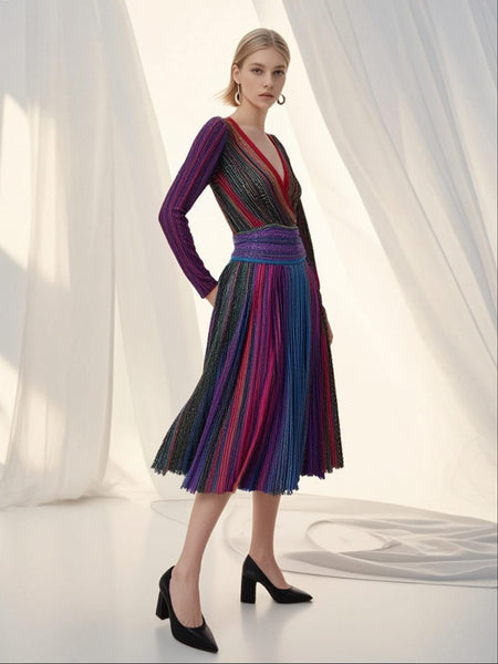 8250028 Radiant Stripped Midi Dress