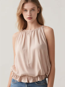 O180027 Gathered Waist Sleeveless Top