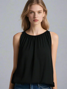 O180027 Gathered Waist Sleeveless Top