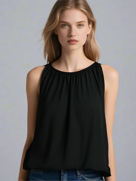 O180027 Gathered Waist Sleeveless Top