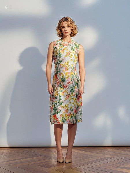 1240055 Mandarin Collar Embroidered Cheongsam