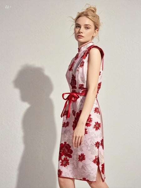 1250007 Silver Embroidery Cheongsam