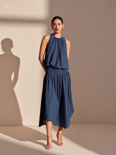 N180079 Front & Back Midi Dress