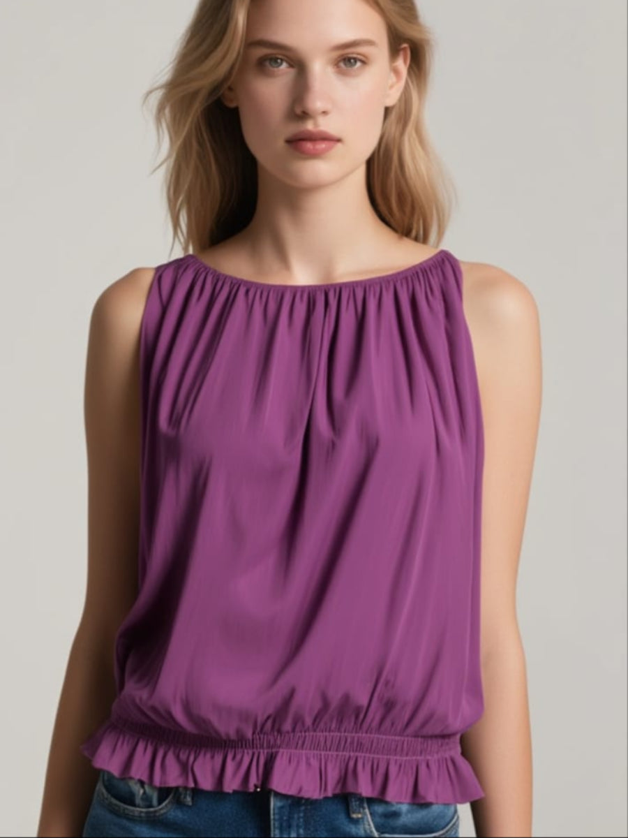 Gathered Waist Sleeveless Top