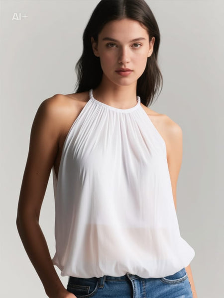 O180027 Gathered Waist Front & Back Top