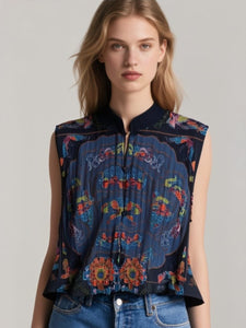 7250032 Imperial Flora Pleated Top