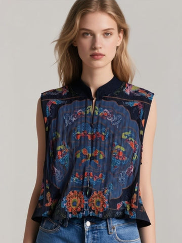 7250032 Imperial Flora Pleated Top