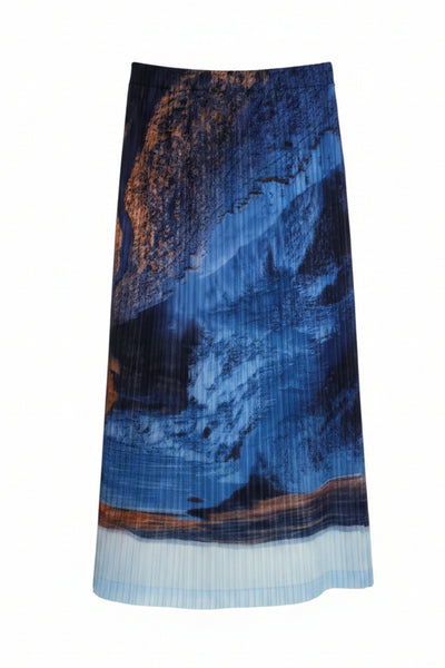 Abstract Print Pleated Skirt