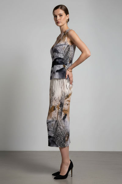 Floral Print Pleated Skirt
