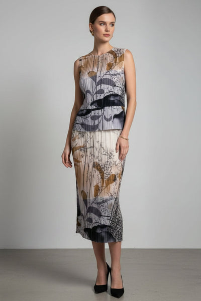 Floral Print Pleated Skirt