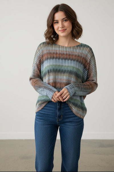 Multi-tone Striped Textured Top