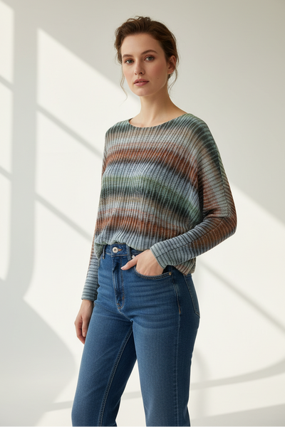 Multi-tone Striped Textured Top