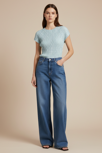 Textured Pleated Top