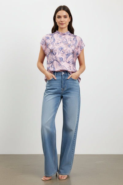 Ribbon Motifs Creased Top