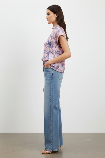 Ribbon Motifs Creased Top