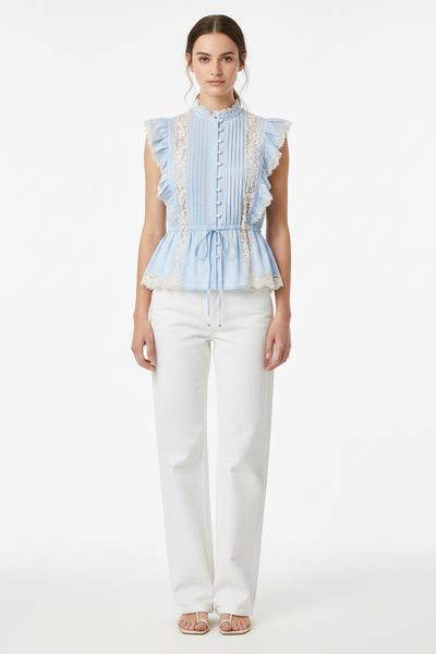 Ruffle-lace Peplum Blouse
