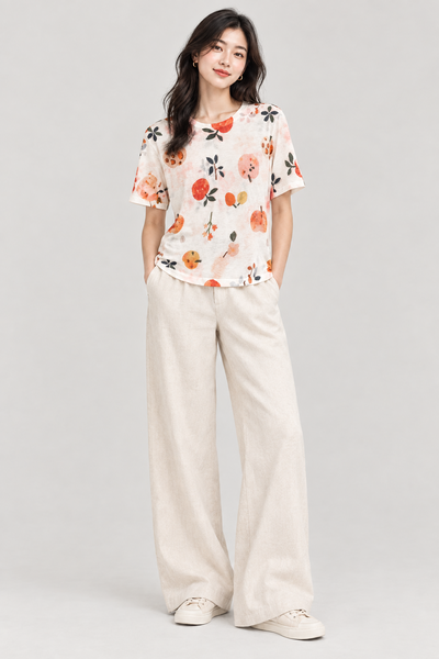 Apple Print Short Sleeve Top