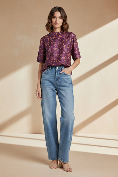 Floral Motifs Textured Top