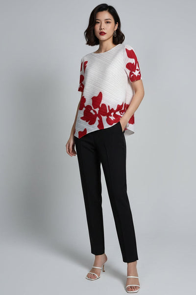 Large Floral Pleated Top