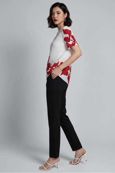Large Floral Pleated Top
