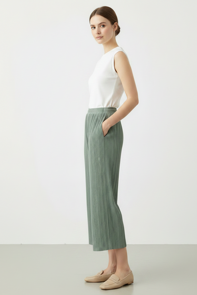 Wide-leg Pleated Pants