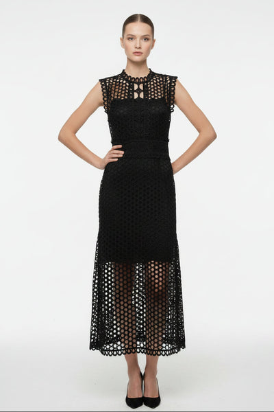 Lace Yoke Mid Dress