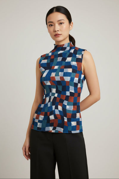 Patchwork Patterns Pleated Top
