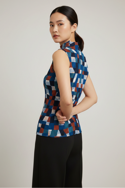 Patchwork Patterns Pleated Top