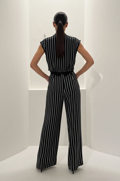 Pinstripes Wide-leg Pants Set