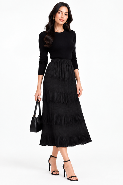 Fine Pleats Midi Skirt