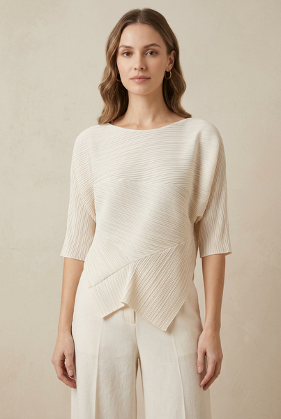 Irregular Pattern Pleated Top