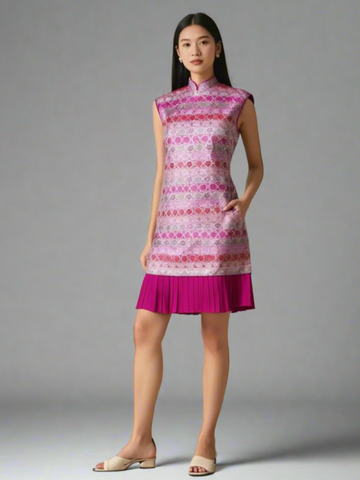D240006 Mandarin Collar Embroidered Cheongsam
