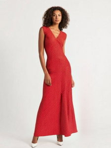 3250037 V-Neckline Polka Dot Dress