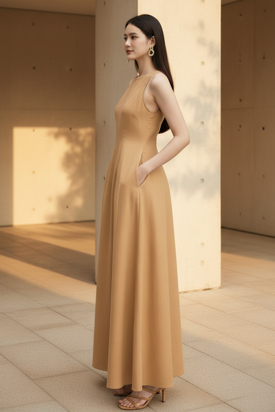 Sunlit Linen Maxi Dress 08