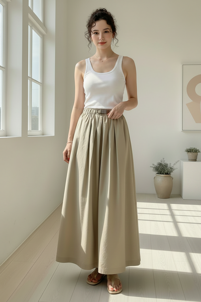 Elastic Waist Flare Skirt