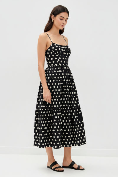Corset Style Pokka Dots Dress