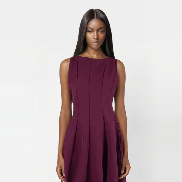 D240037 Crepe Sleeveless Fit & Flare Dress