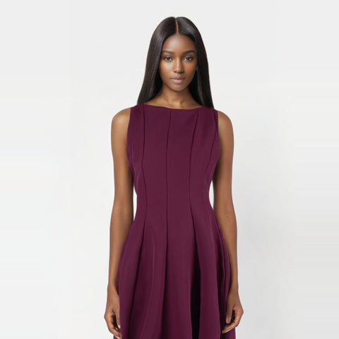 D240037 Crepe Sleeveless Fit & Flare Dress