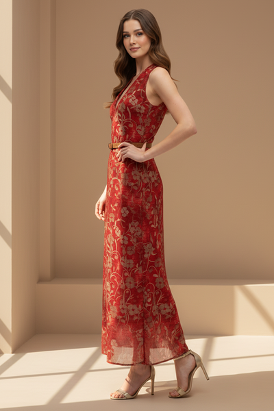 Rustic Floral Midi Dress
