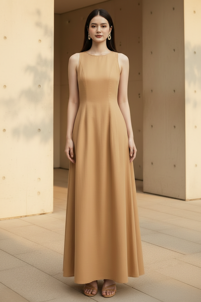 Sunlit Linen Maxi Dress 08