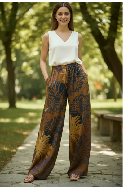 Palm Print Maxi Pants
