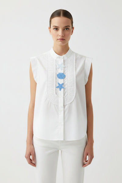 Starry Ruffle Front Blouse