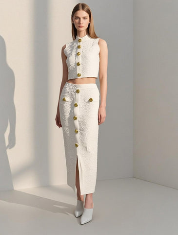 Jacquard Floral Two-piece Set